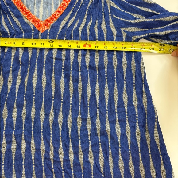 Sundance Efeite Blue Orange Boho Short Sleeve Top Size XS *See description - Picture 5 of 9